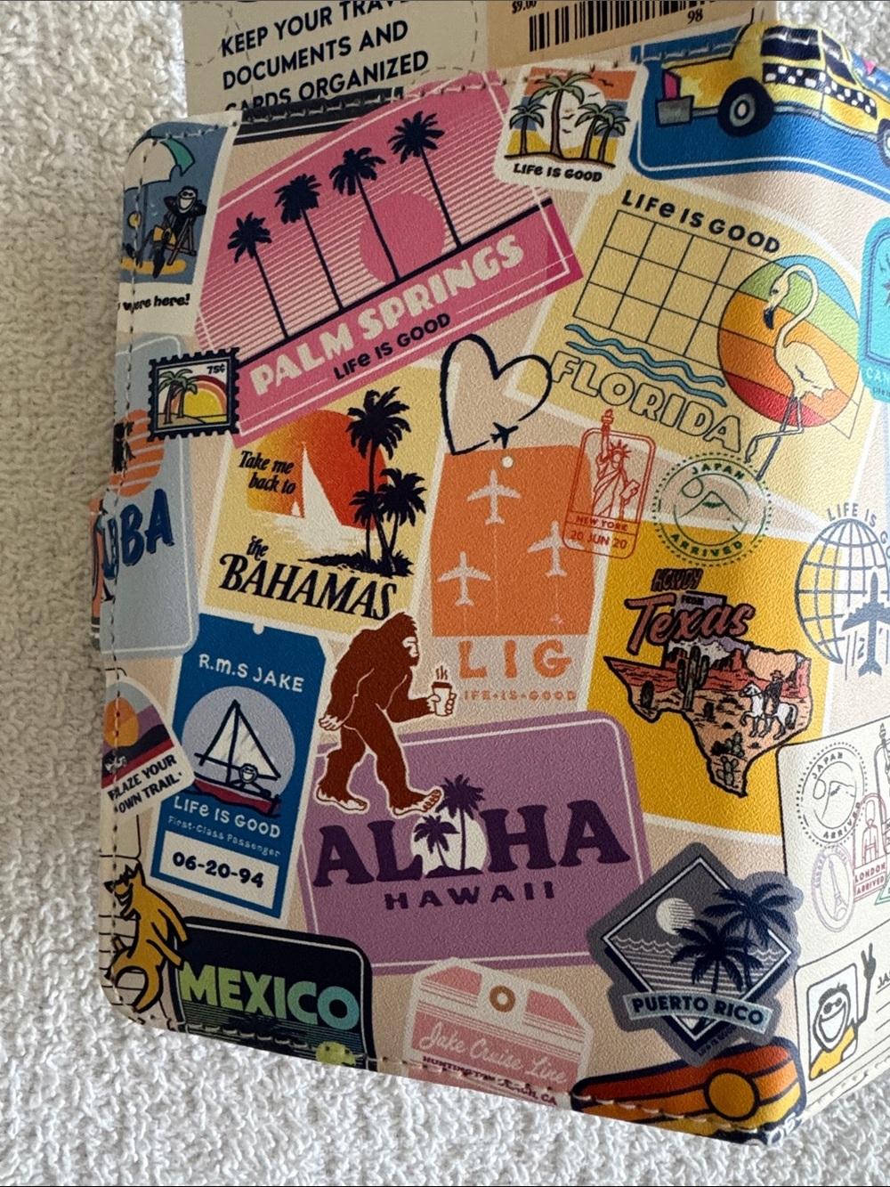 Life Is Good Travel Passport Wallet Multicolor Sticker Collage - Picture 12 of 14